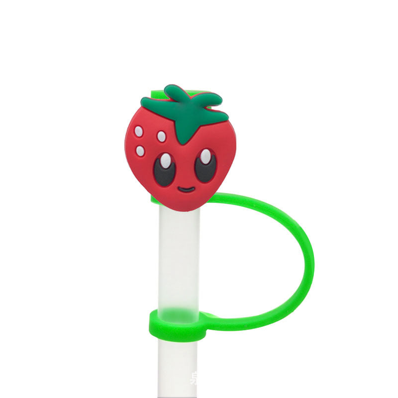 Wholesale 10pcs Plant Cartoon Straw Cap Silicone Dustproof Plug